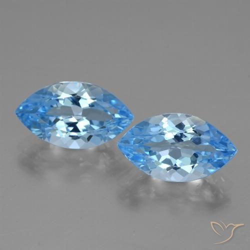 7.73 ct Loose Sky Blue Topaz, 13.8 x 7.9 mm Marquise Cut From Brazil, Photo A