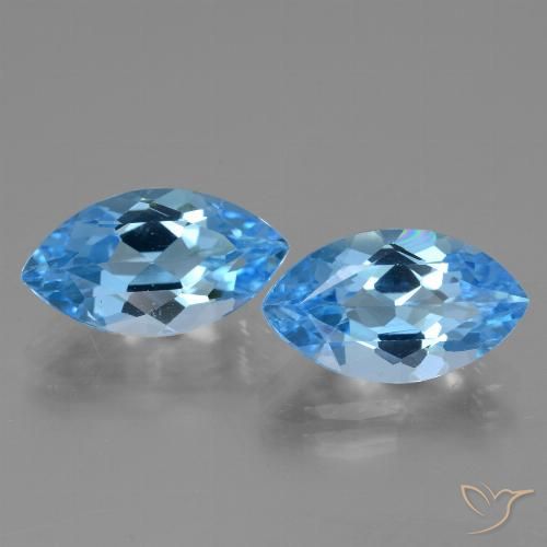 8.28 ct Loose Swiss Blue Topaz, 14 x 8.1 mm Marquise Cut From Brazil, Photo A