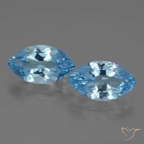 7.63 ct Sky Blue Topaz, 14.1 x 8 mm Marquise Cut From Brazil, Photo A