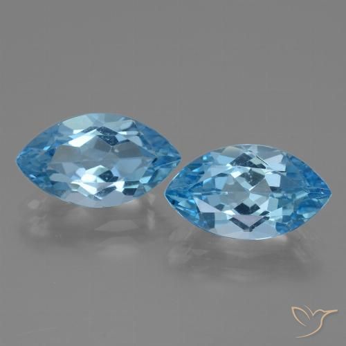 8.25 ct Swiss Blue Topaz, 13.9 x 8 mm Marquise Cut From Brazil, Photo A