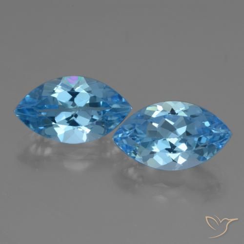 8 ct Loose Swiss Blue Topaz, 13.9 x 8.1 mm Marquise Cut From Brazil, Photo A