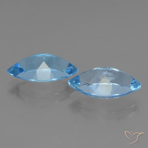 Topaz Gemstones in 13.9 x 8.1 mm Size for Sale, Topaz Stones in Swiss Blue Color