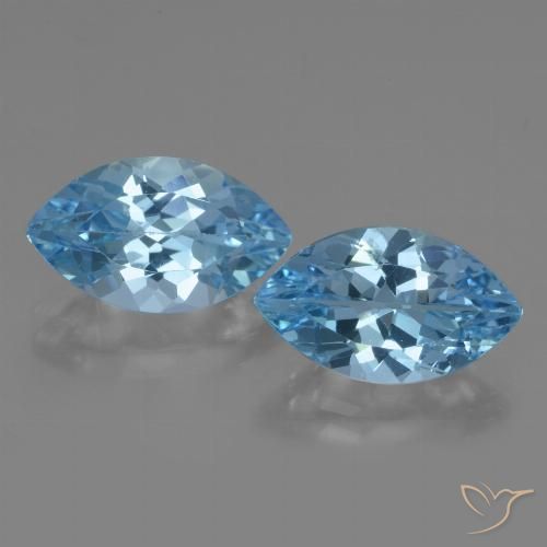 8.42 ct Loose Swiss Blue Topaz, 14 x 8.2 mm Marquise Cut From Brazil, Photo A