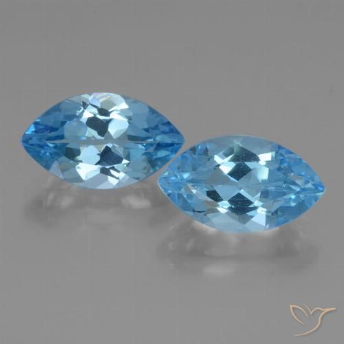 8.58 ct Swiss Blue Topaz, 13.9 x 8.2 mm Marquise Cut From Brazil, Photo A