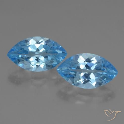 8.46 ct Loose Swiss Blue Topaz, 14 x 8.1 mm Marquise Cut From Brazil, Photo A