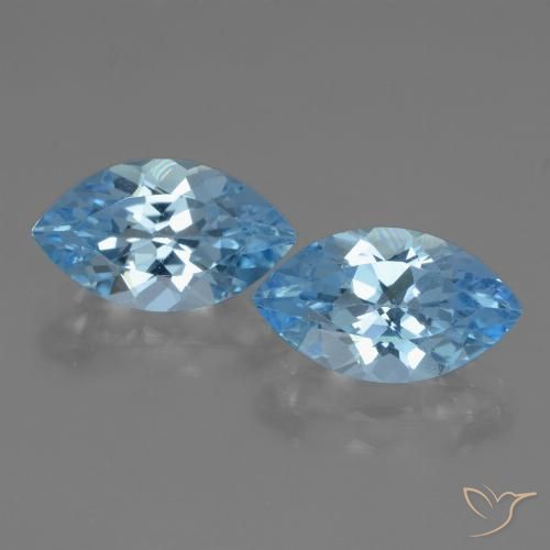 8.1 ct Loose Sky Blue Topaz, 14 x 8.1 mm Marquise Cut From Brazil, Photo A