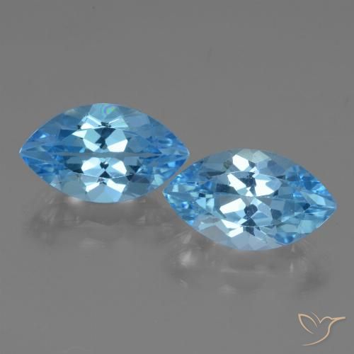 8.23 ct Swiss Blue Topaz, 13.8 x 8.1 mm Marquise Cut From Brazil, Photo A