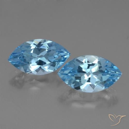 8.04 ct Loose Swiss Blue Topaz, 14 x 8.2 mm Marquise Cut From Brazil, Photo A