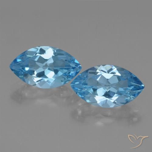 7.83 ct Loose Sky Blue Topaz, 13.8 x 8.1 mm Marquise Cut From Brazil, Photo A
