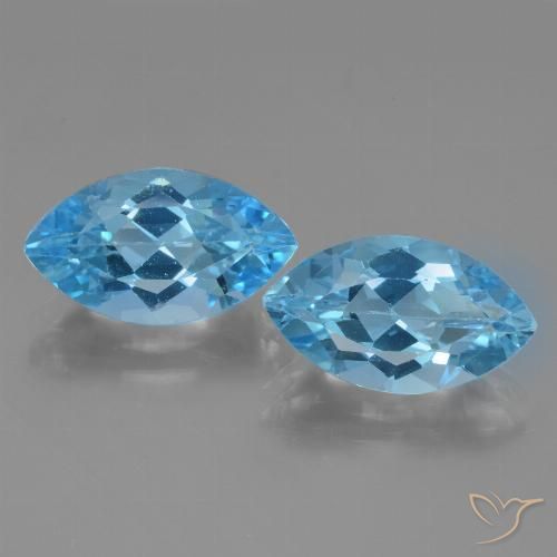 8.36 ct Loose Swiss Blue Topaz, 14.1 x 8.1 mm Marquise Cut From Brazil, Photo A