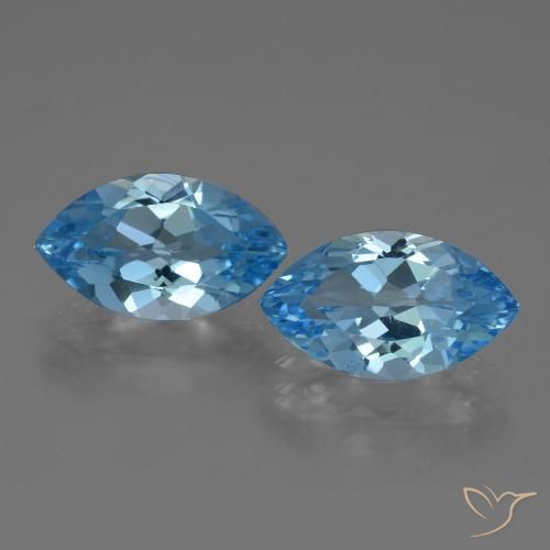 7.88 ct Swiss Blue Topaz, 13.8 x 8.1 mm Marquise Cut From Brazil, Photo A