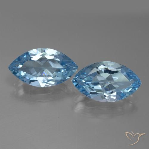 7.79 ct Loose Sky Blue Topaz, 13.9 x 8.1 mm Marquise Cut From Brazil, Photo A