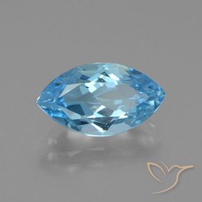 3.85 ct Blue Topaz Stone, Natural Topaz in Marquise Facet Shape for Sale