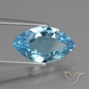 3.80 ct Blue Topaz Stone, Natural Topaz in Marquise Facet Shape for Sale