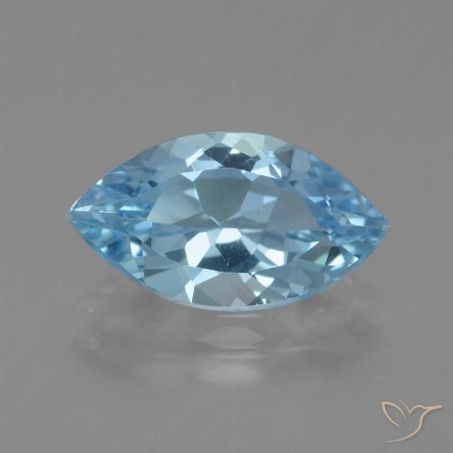 14.1 x 7.8mm Marquise Facet Blue Topaz from Brazil, Weight of 3.68ct, Natural irradiated gemstone in VVS Clarity, 1pc Topaz - the Color is Baby Blue, Mohs Hardness of 8 suitable for daily wear jewelry, November Birthstone, Photo A