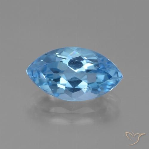 4.07 ct Loose Swiss Blue Topaz, 13.9 x 7.8 mm Marquise Cut From Brazil, Photo A