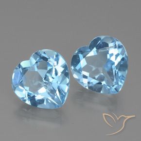 5.66 ctw Blue Topaz Stones, Natural Topaz in Heart Facet Shape for Sale