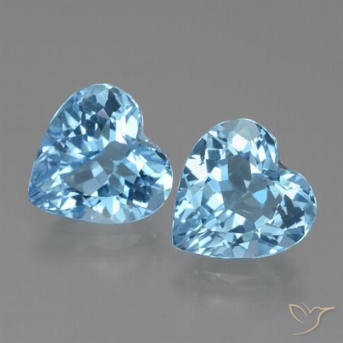 5.86 ct Swiss Blue Topaz, 9.1 x 9 mm Heart Cut From Brazil, Photo A