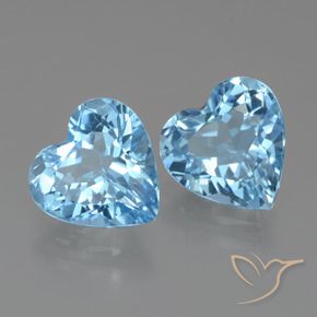 5.86 ctw Blue Topaz Stones, Natural Topaz in Heart Facet Shape for Sale