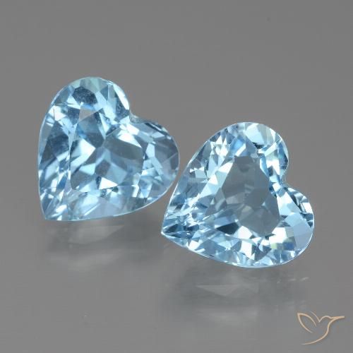 5.78 ct Sky Blue Topaz, 9.1 x 9 mm Heart Cut From Brazil, Photo A