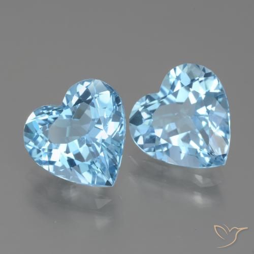 5.84 ctw Blue Topaz Stones, Natural Topaz in Heart Facet Shape for Sale
