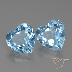 6.26 ctw Blue Topaz Stones, Natural Topaz in Heart Facet Shape for Sale