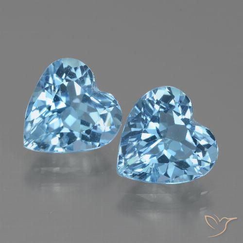 5.8 ct Sky Blue Topaz, 9.1 x 8.7 mm Heart Cut From Brazil, Photo A