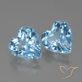5.80 ctw Blue Topaz Stones, Natural Topaz in Heart Facet Shape for Sale