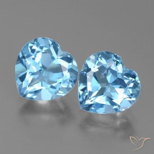 5.91 ct Loose Sky Blue Topaz, 8.9 x 8.9 mm Heart Cut From Brazil, Photo A