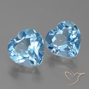 5.91 ctw Blue Topaz Stones, Natural Topaz in Heart Facet Shape for Sale