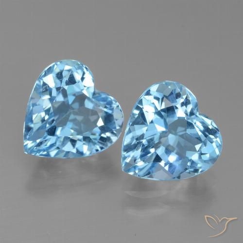 6.04 ct Sky Blue Topaz, 9 x 8.9 mm Heart Cut From Brazil, Photo A