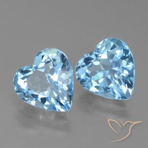 6.04 ctw Blue Topaz Stones, Natural Topaz in Heart Facet Shape for Sale
