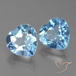 5.92 ctw Blue Topaz Stones, Natural Topaz in Heart Facet Shape for Sale