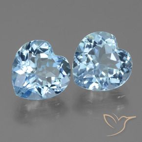 6.41 ctw Blue Topaz Stones, Natural Topaz in Heart Facet Shape for Sale