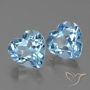 6.29 ctw Blue Topaz Stones, Natural Topaz in Heart Facet Shape for Sale