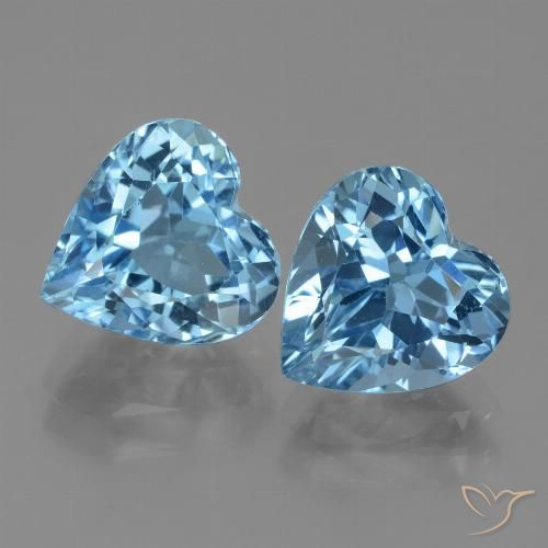 6.85 ct Loose Swiss Blue Topaz, 9.3 x 9.1 mm Heart Cut From Brazil, Photo A
