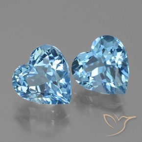 6.85 ctw Blue Topaz Stones, Natural Topaz in Heart Facet Shape for Sale