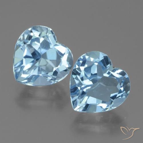 6.69 ct Loose Sky Blue Topaz, 9.2 x 9.1 mm Heart Cut From Brazil, Photo A