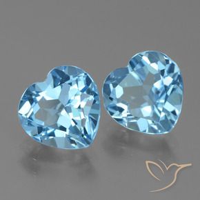5.94 ctw Blue Topaz Stones, Natural Topaz in Heart Facet Shape for Sale