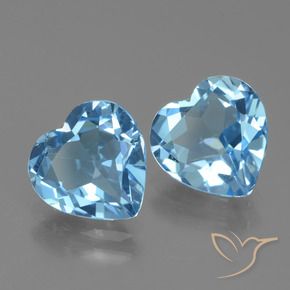 5.54 ctw Blue Topaz Stones, Natural Topaz in Heart Facet Shape for Sale