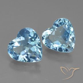 5.30 ctw Blue Topaz Stones, Natural Topaz in Heart Facet Shape for Sale