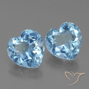 5.96 ctw Blue Topaz Stones, Natural Topaz in Heart Facet Shape for Sale