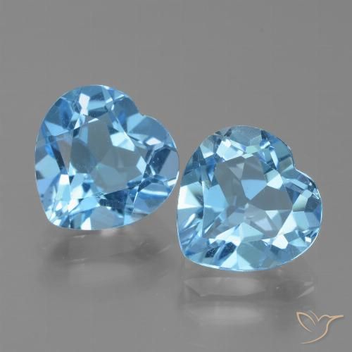 5.95ctw Natural Sky Blue Topaz, Heart, VVS