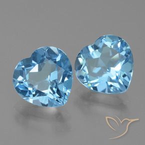 5.95 ctw Blue Topaz Stones, Natural Topaz in Heart Facet Shape for Sale