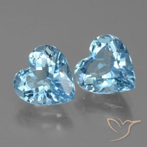 6.04 ctw Blue Topaz Stones, Natural Topaz in Heart Facet Shape for Sale