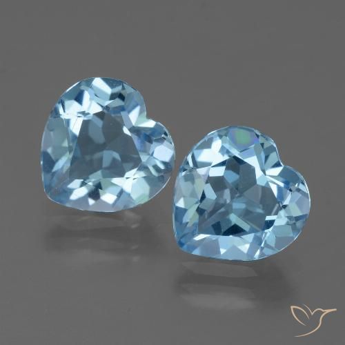 5.36 ct Sky Blue Topaz, 9 x 8.9 mm Heart Cut From Brazil, Photo A