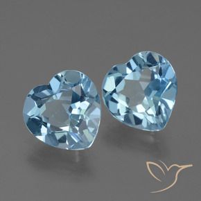 5.36 ctw Blue Topaz Stones, Natural Topaz in Heart Facet Shape for Sale