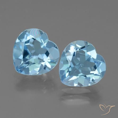 5.48 ct Swiss Blue Topaz, 9.1 x 9 mm Heart Cut From Brazil, Photo A