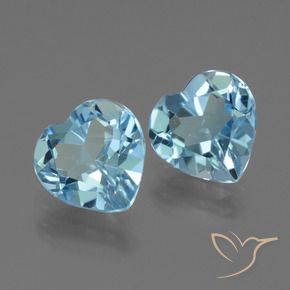 5.36 ctw Blue Topaz Stones, Natural Topaz in Heart Facet Shape for Sale