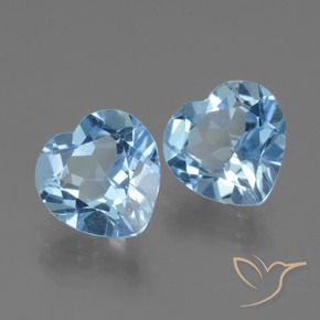 5.44 ctw Blue Topaz Stones, Natural Topaz in Heart Facet Shape for Sale